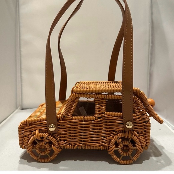 Tommy Bahama Woven Rattan Car Bag in Warm Tan - Picture 10 of 10